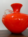 Mid-Century Italian Opaline Glass Vase with Clear Applied Handles