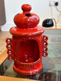 Vintage Pan Keramik Goebel Red Ceramic Tealight Holder, West Germany, 1970s
