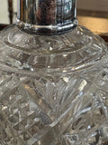 Vintage Cut Glass Scent Bottle with Birmingham Sterling Silver Collar, 1929