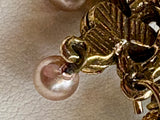 Florenza Signed Vintage Necklace, 1950s Gold Tone, Peridot Green Rhinestones & Faux Seed Pearls — As Found