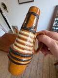 Mid-Century Scheurich West German Pottery Jug Vase – Brown, Cream & Black