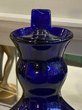 Tall cobalt blue glass lidded jar