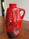 Mid-Century Jopeko Keramik Fat Lava Vase – Red & Black, 20.5cm