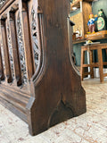 Antique Gothic Revival Carved Oak Lectern, 19th Century Ecclesiastical Church Furniture with Tracery Panels and Carved Finials