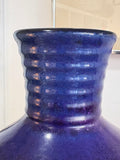 Close-up of ribbed neck on Marei vase with purple matte glaze