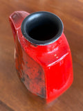 Mid-Century Jopeko Keramik Fat Lava Vase – Red & Black, 20.5cm