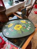 Vintage 1970s St Michael Melamine Tray – Olive Green with Mustard Yellow Floral Poppy Design