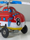 Vintage 1970s Japanese Tin Wind-Up Helicopter – MYK Japan H-19 Swiss Rescue