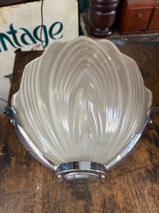 Art Deco frosted glass and chrome wall light sconce. 