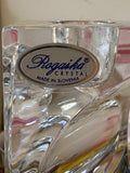 Heavy lead crystal candlestick Rogaska label detail Slovenia vintage glass