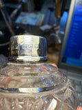 Vintage Cut Glass Scent Bottle with Birmingham Sterling Silver Collar, 1929