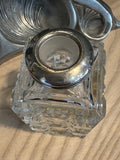 Art Deco Cut Glass Perfume Bottle with Silver Mount – 1930s Vintage