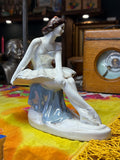 Polonne porcelain ballerina figurine – mid-century Soviet Ukrainian porcelain, hand-painted with gilt details