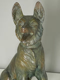 Vintage 1930s Art Deco Spelter German Shepherd Statue – Marble Base