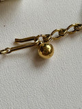 Florenza Signed Vintage Necklace, 1950s Gold Tone, Peridot Green Rhinestones & Faux Seed Pearls — As Found