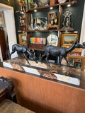 Vintage Art Deco deer sculpture garniture with stylised animal figures