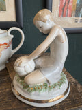 Mid-Century Russian Porcelain Figurine – Boy with Football – Chudovo Factory – 14cm High
