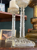 Pair of Late Victorian Pressed Glass Candlesticks with Square Bases