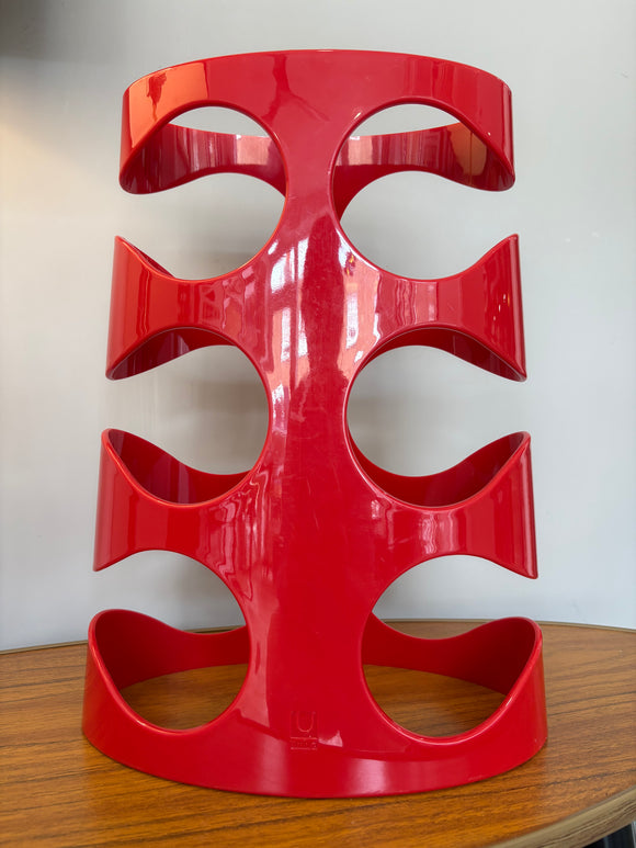 2009 Umbra Wine Rack by Ron Lerner – Red Sculptural Design – Holds 6 Bottles