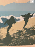 Detail of Mary Edith Barnes 1975 signed print showing seaside scene