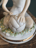 Mid-Century Russian Porcelain Figurine – Boy with Football – Chudovo Factory – 14cm High