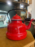 Vintage Mid-Century Red Enamel Kettle – Retro Kitchenware, Collectible Teapot
