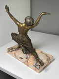 Art Deco spelter dancer on marble base