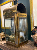 Lantern from the door side, showing ring catch and June Elsworth dealer's label inside