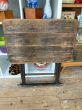 Antique Folding Table, Late Victorian / Edwardian, Turned Notched Legs, X-Frame, Original Wooden Catch