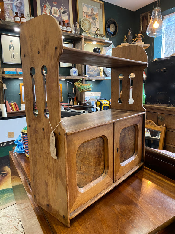 Elegant Arts & Crafts Walnut Wall Cabinet with Shelf – Antique Charm