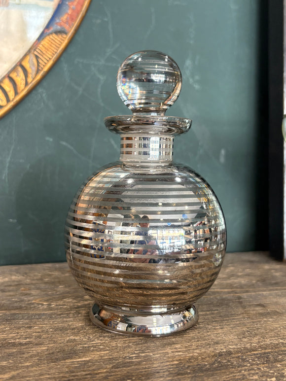 Vintage Art Deco silvered glass scent bottle with stopper