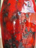 Mid-Century Jopeko Keramik Fat Lava Vase – Red & Black, 20.5cm