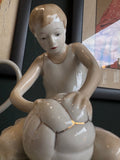 Mid-Century Russian Porcelain Figurine – Boy with Football – Chudovo Factory – 14cm High