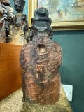 Back of antique Chinese wood figure showing open consecration cavity