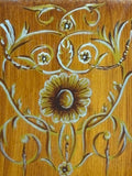 Octagonal Hand-Painted Toleware Tea Caddy with Floral Design