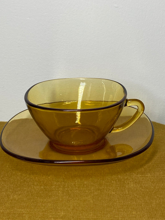 Six vintage Vereco coffee cups and saucers