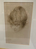 Beautiful 19th Century Framed Original Drawing of a Young Woman – Signed & Titled