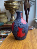 Rare 1960s West German Marei Keramik Fat Lava Vase – Red & Volcanic Glaze