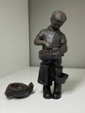 Mid-Century Soviet Military-Style Boy Statue – Spelter Figurine with ‘KICA’ Mark