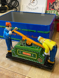 Boxed Schylling tin toy litho wind up railroad handcar