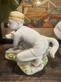 1950s Russian Porcelain Figurine – Young Soviet Border Guard with Dog – Lomonosov Factory – 13cm