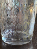 Vintage Art Deco Glass Cocktail Shaker with Gold Etched Design