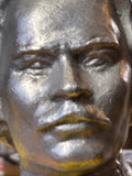 Aluminium bust of Maxim Gorky, 1981 – Soviet-era sculpture from Leningrad, vintage Russian metal art