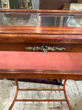 Edwardian Mahogany Bijouterie Display Table – Velvet-Lined Jewellery Cabinet with Bevelled Glass Top