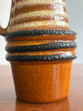 Mid-Century Scheurich West German Pottery Jug Vase – Brown, Cream & Black
