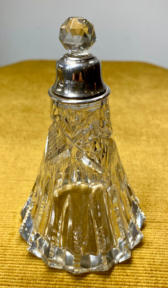 Victorian perfume bottle with sterling silver collar.