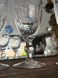 Set of 4 Georgian Cordial Glasses, Antique Engraved Fern Crystal Glasses, Knopped Stem Drinking Glasses