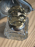 Art Deco Cut Glass Perfume Bottle with Silver Mount – 1930s Vintage