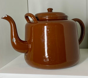 Large vintage enamel teapot