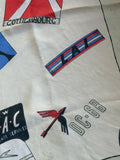 1950s Silk Airline Travel Scarf with Suitcase and Airline Logos